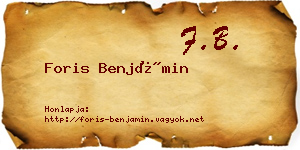 Foris Benjámin névjegykártya